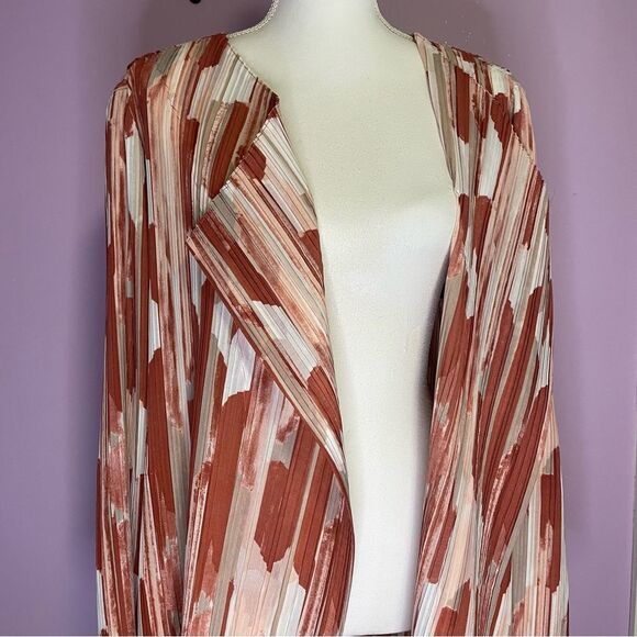 Chico's Travelers Cardigan Longline Open Front Jacket Pink White Size Large - Picture 4 of 12